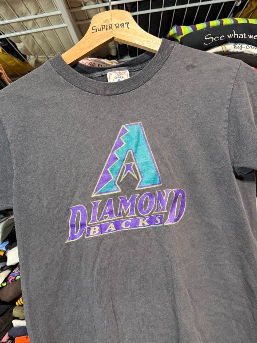 Boys vintage Arizona diamondbacks single stitch graphic t shirt black delta